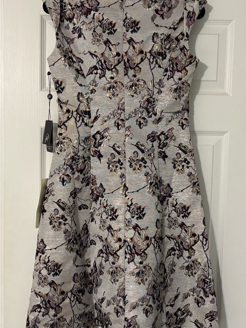Adrianna Papell Floral Metallic Jacquard Fit & Flare Dress - Picture 4 of 8